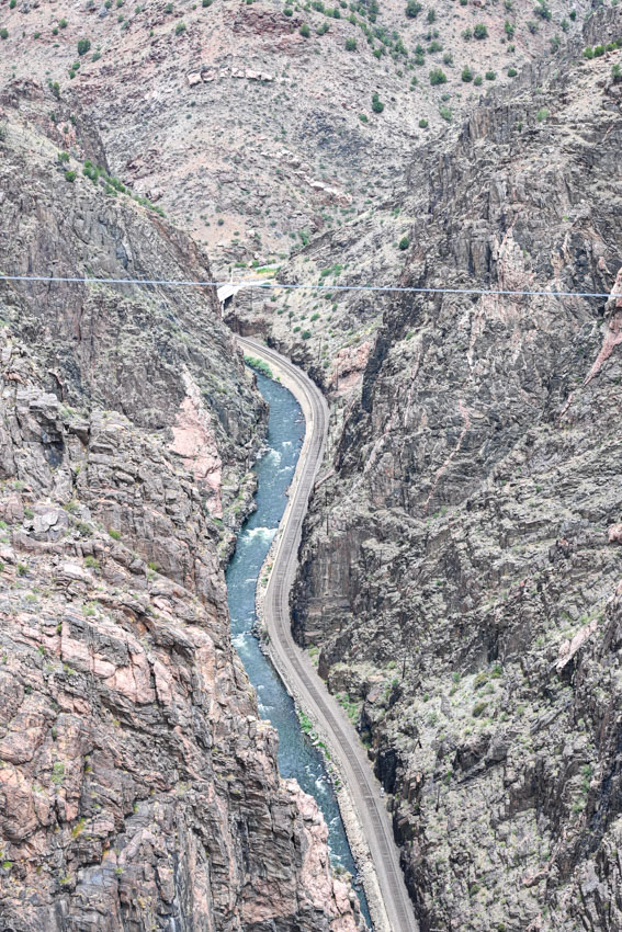 Royal Gorge Bridge in Colorado below