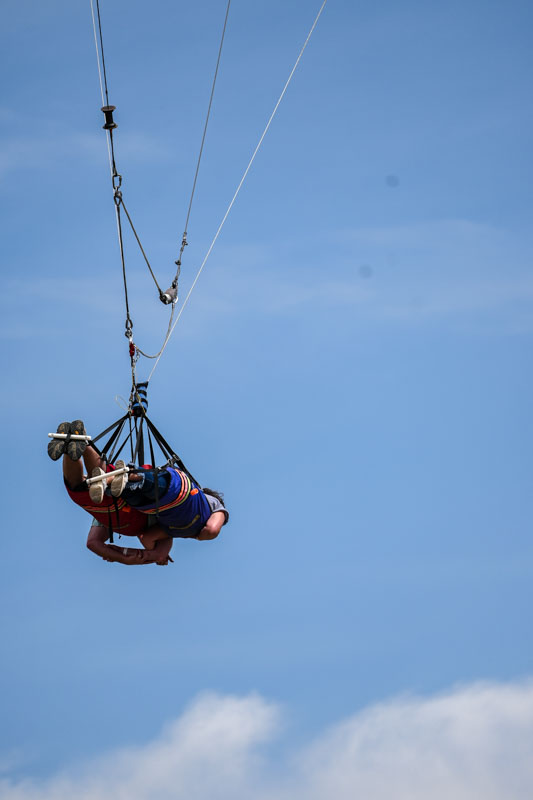 sky coaster with people on it