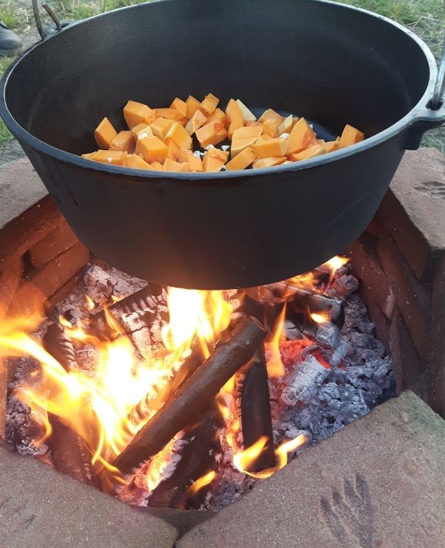 Carrots in the bottom on campfire