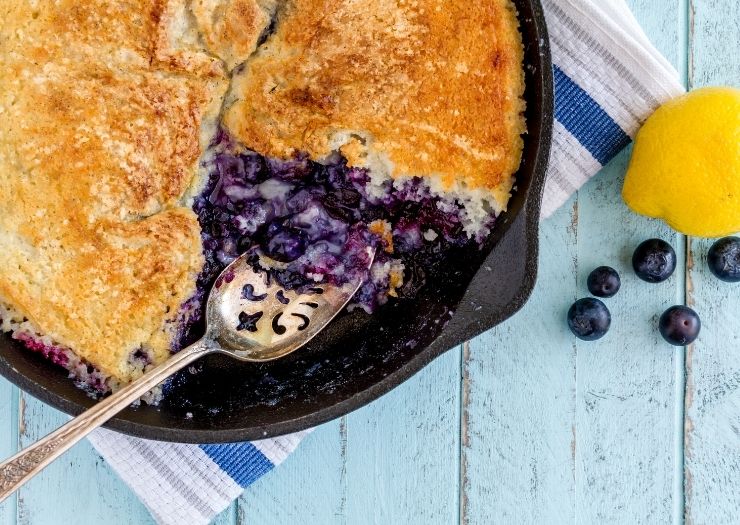 cast iron skillet blueberry cobbler eaten