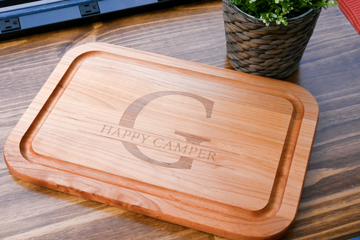 Happy Camper cutting board from Lillian Vernon