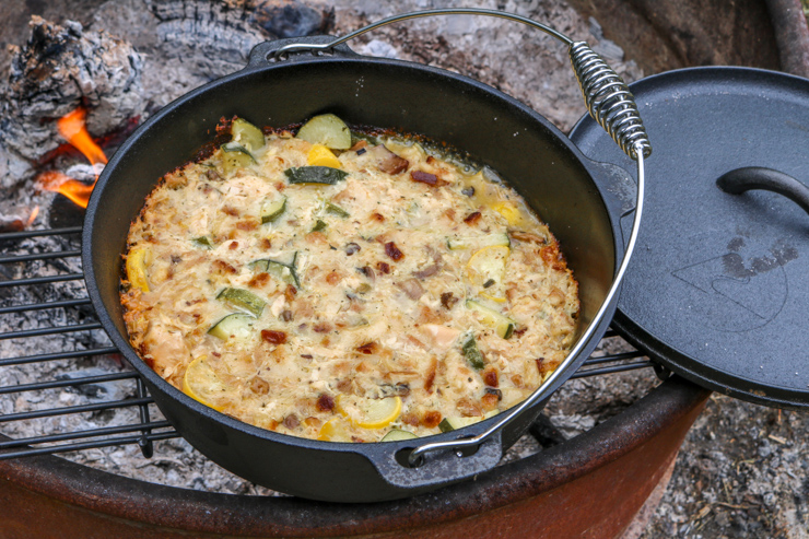 camping dutch oven garlic chicken, camping recipes