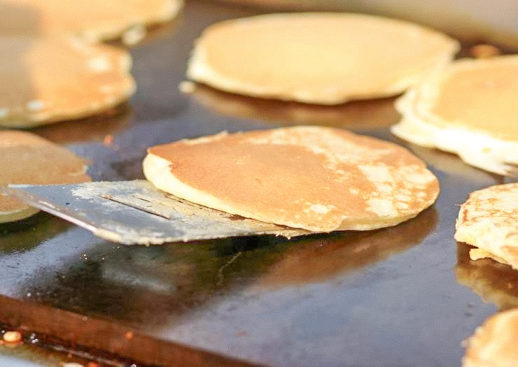 pancakes on griddle