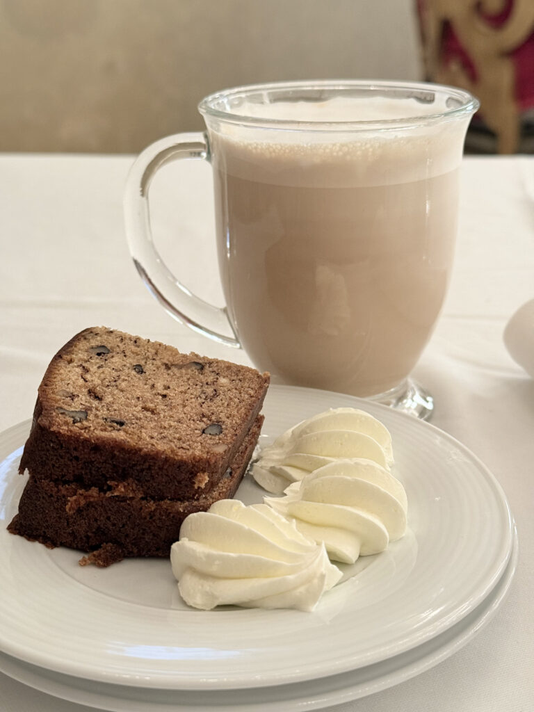 Daily special bread at west Baden and Caramel latte