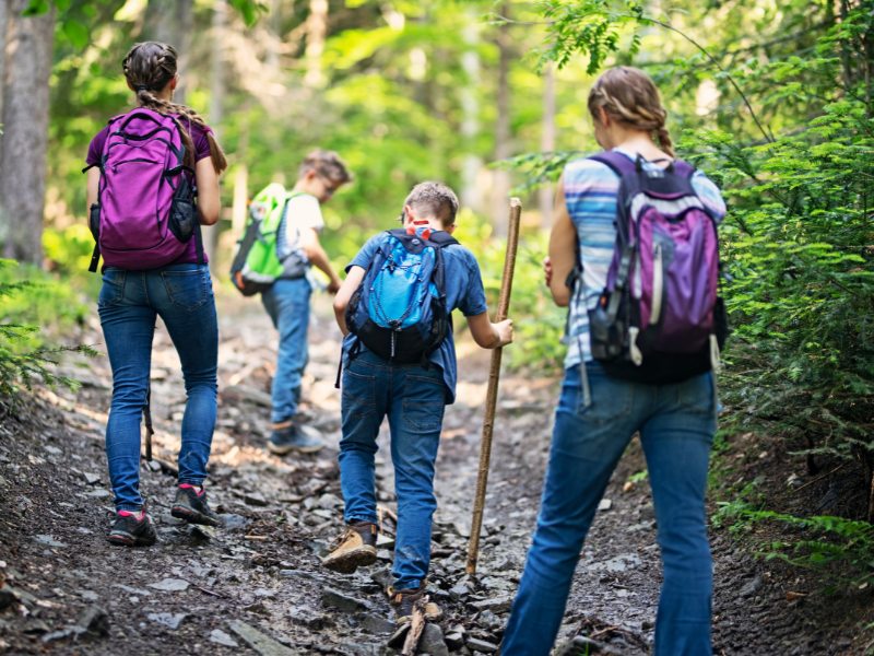 family hiking with Every Kid Outdoors pass