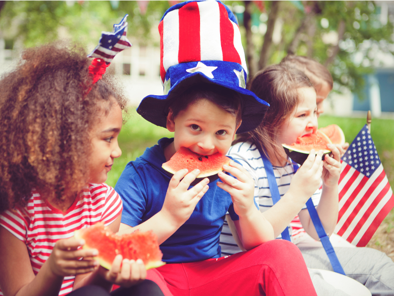 Independence Day Kids eating watermelon