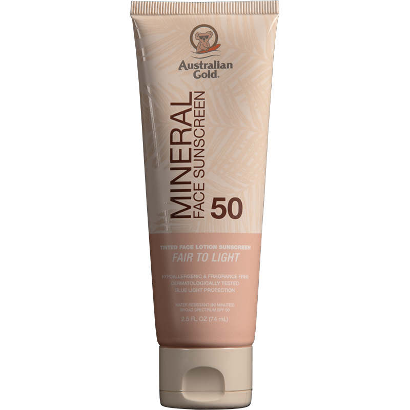 Australian Gold’s® Mineral SPF 50 Tinted Face Sunscreen for summer travel