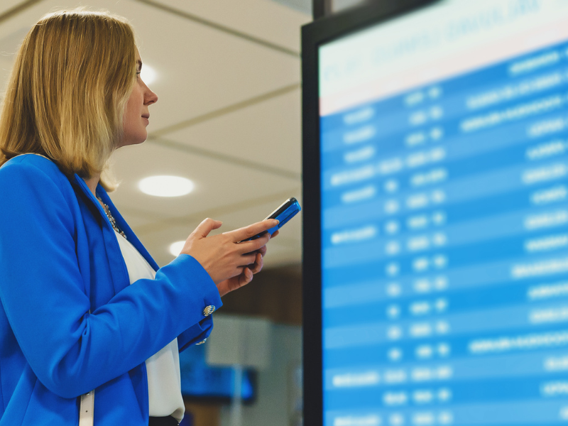 Woman looking at flights 