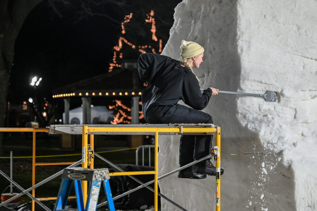 Person Sculpting Ice