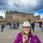 Melissa in front of Edinburgh Castle in Scotland