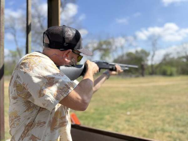 Daniel shooting at Lone Star Ranch during Plano Outdoors Exhibition