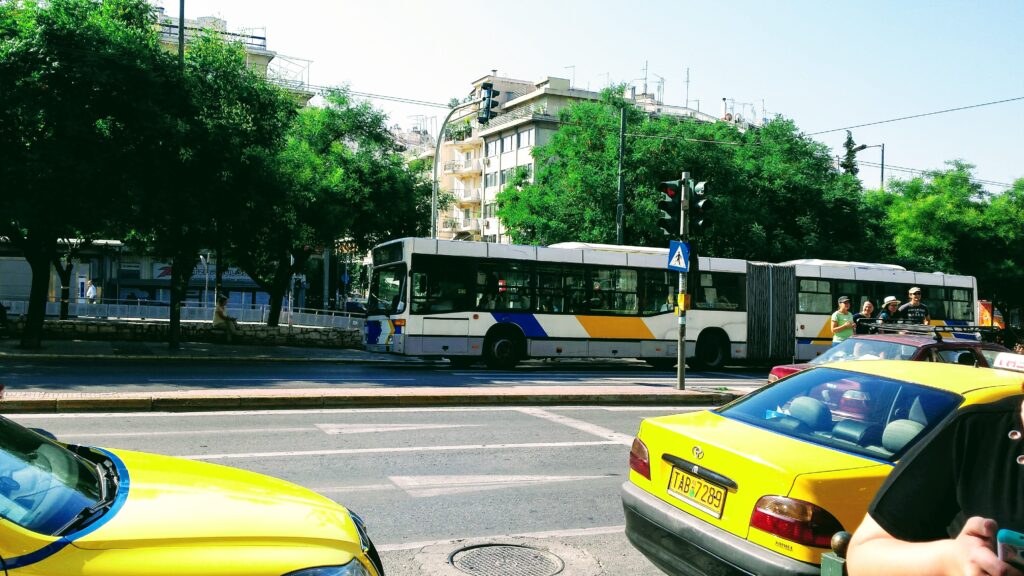 Bus and taxis in Athens
