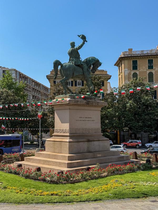 Equestrian Statue of Victor Emmanuel II located in Piazza Corvetto in Genoa, Italy.