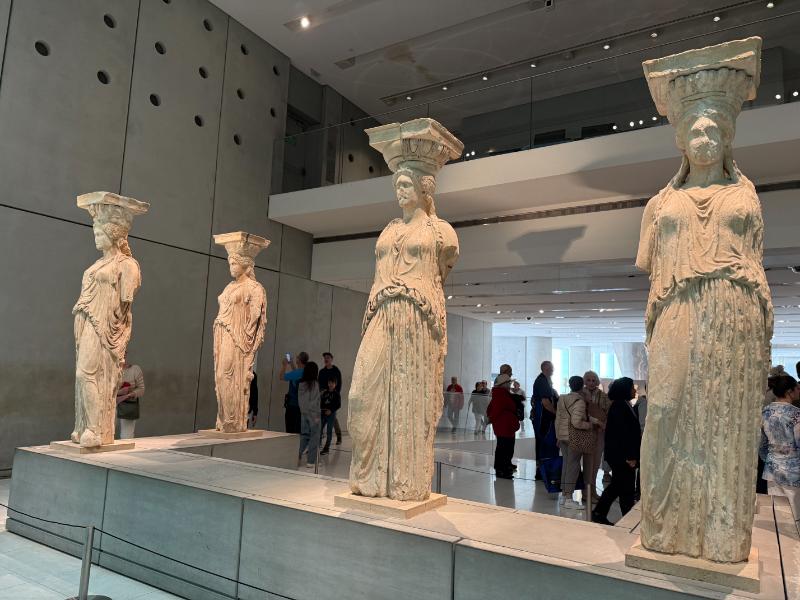 Original Caryatids on display in the Acropolis Museum in Athens, Greece