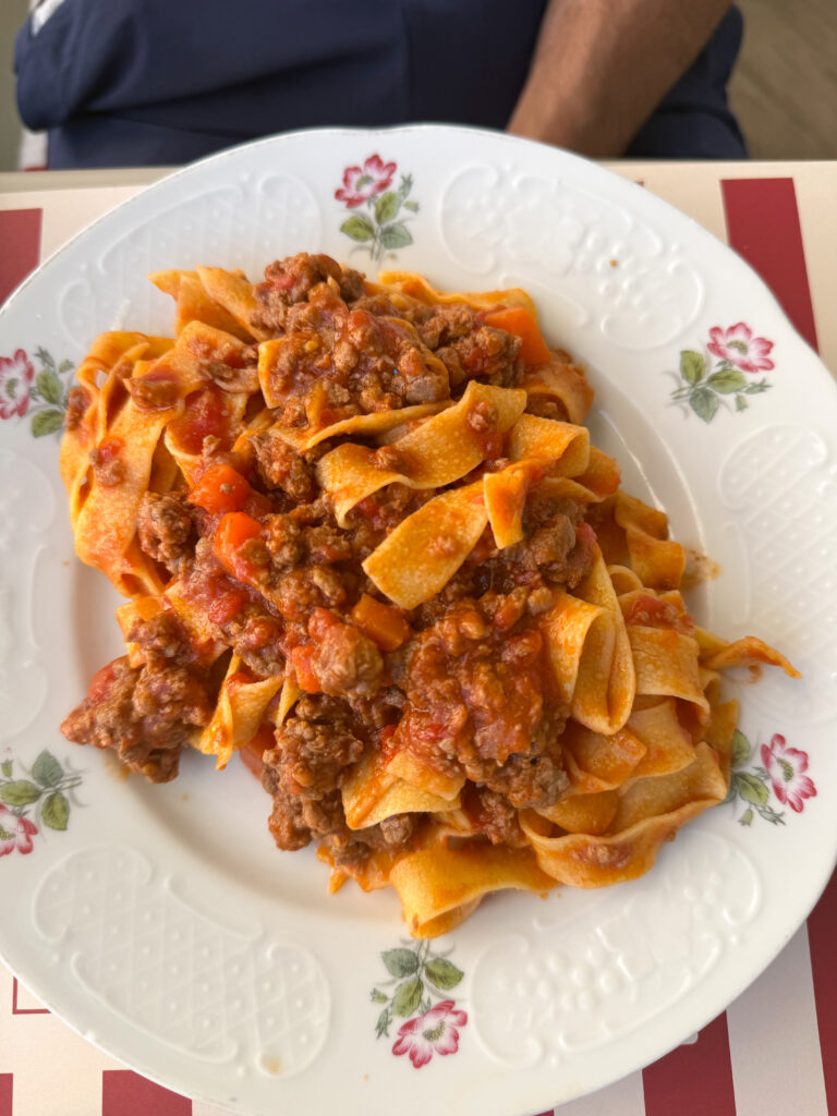  Bolognese at A casa mia eating lunch near Civitavecchia Cruise Port
