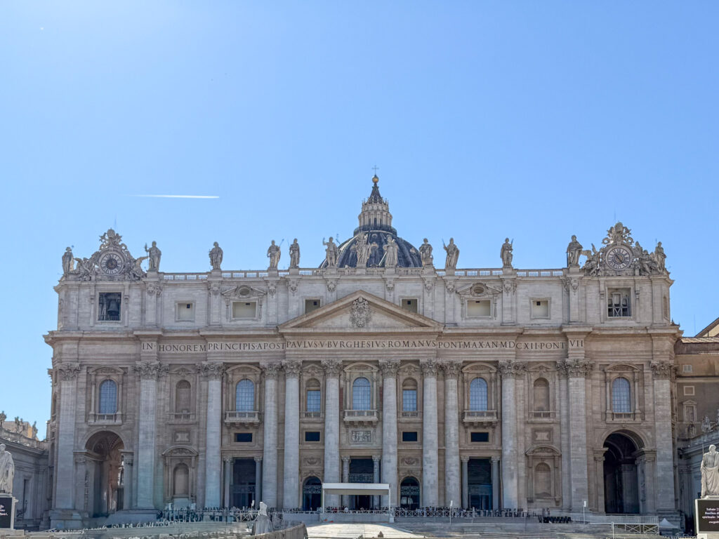 St. Peter's Basilica located in Vatican City during our 5 days in Rome