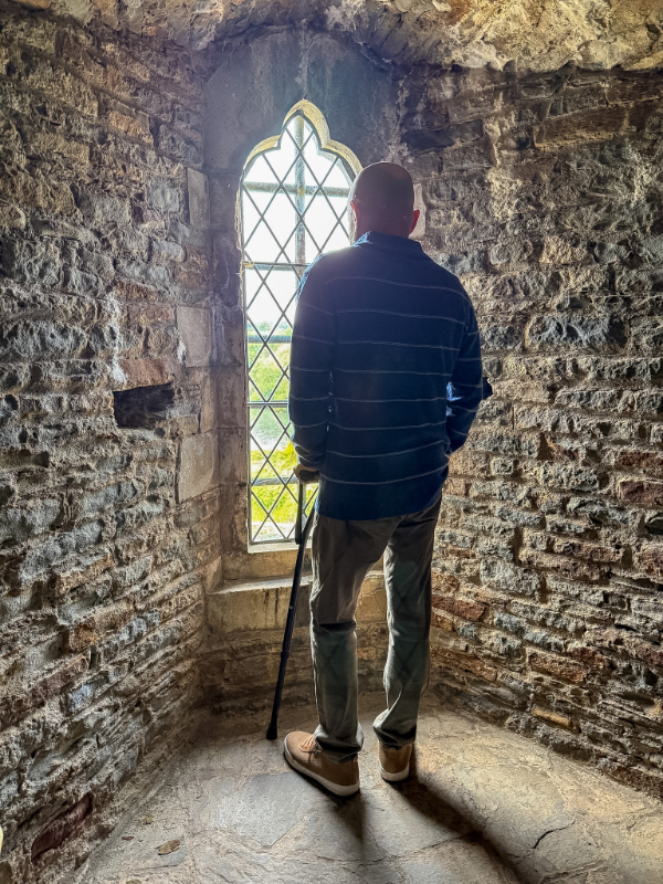 Daniel in Caerphilly Castle in South Wales