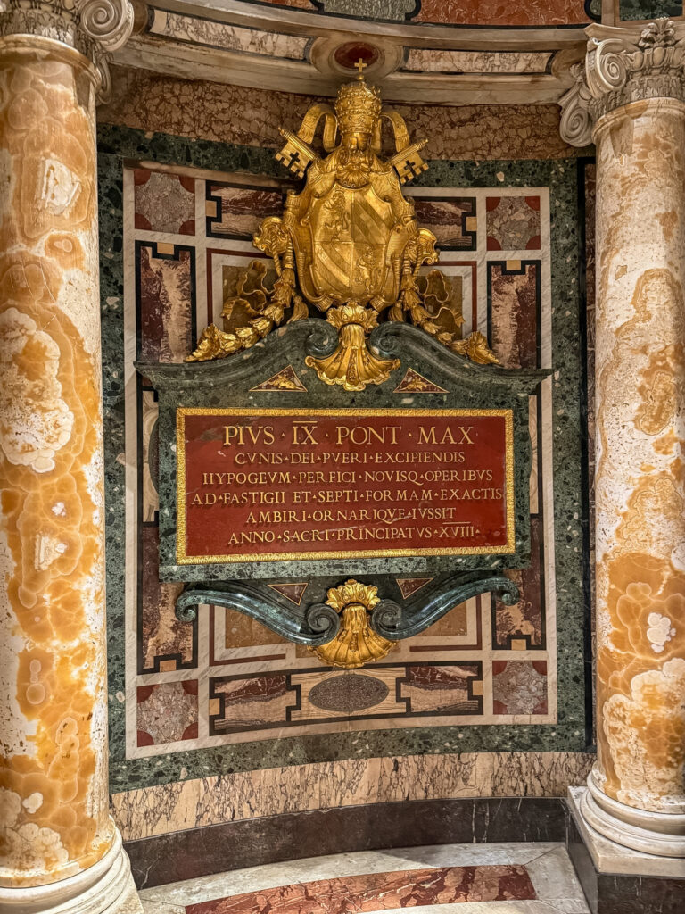 Tomb of Queen Christina of Sweden located within St. Peter's Basilica in Vatican City.