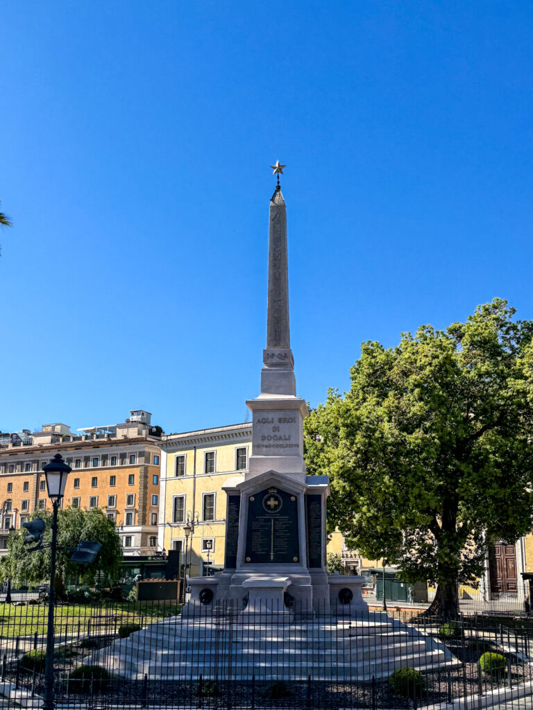 Obelisk of Dogali located in Rome, Italy.