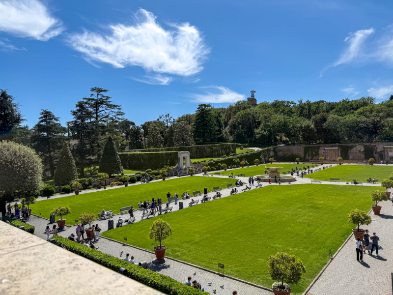 Vatican Gardens in Vatican City, which are located behind St. Peter's Basilica.