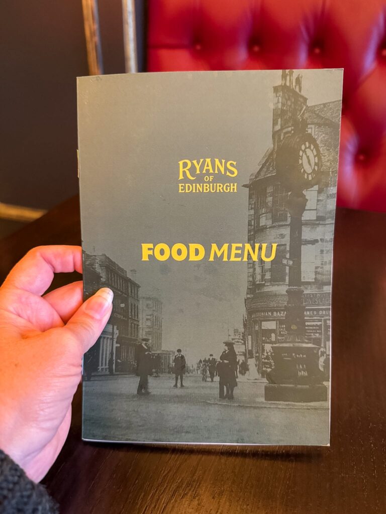 Ryans of Edinburgh Menu