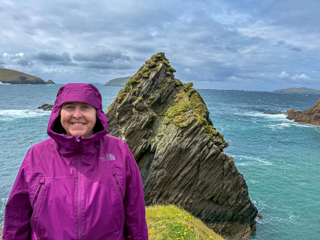 Melissa at Dunquin Pier on our Dingle Peninsula day