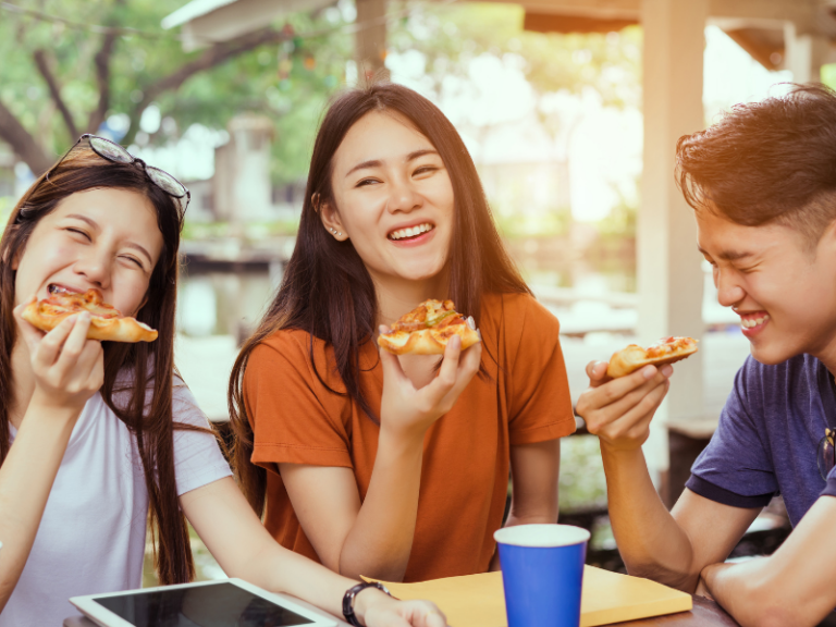 Cheap Eats Eating Pizza