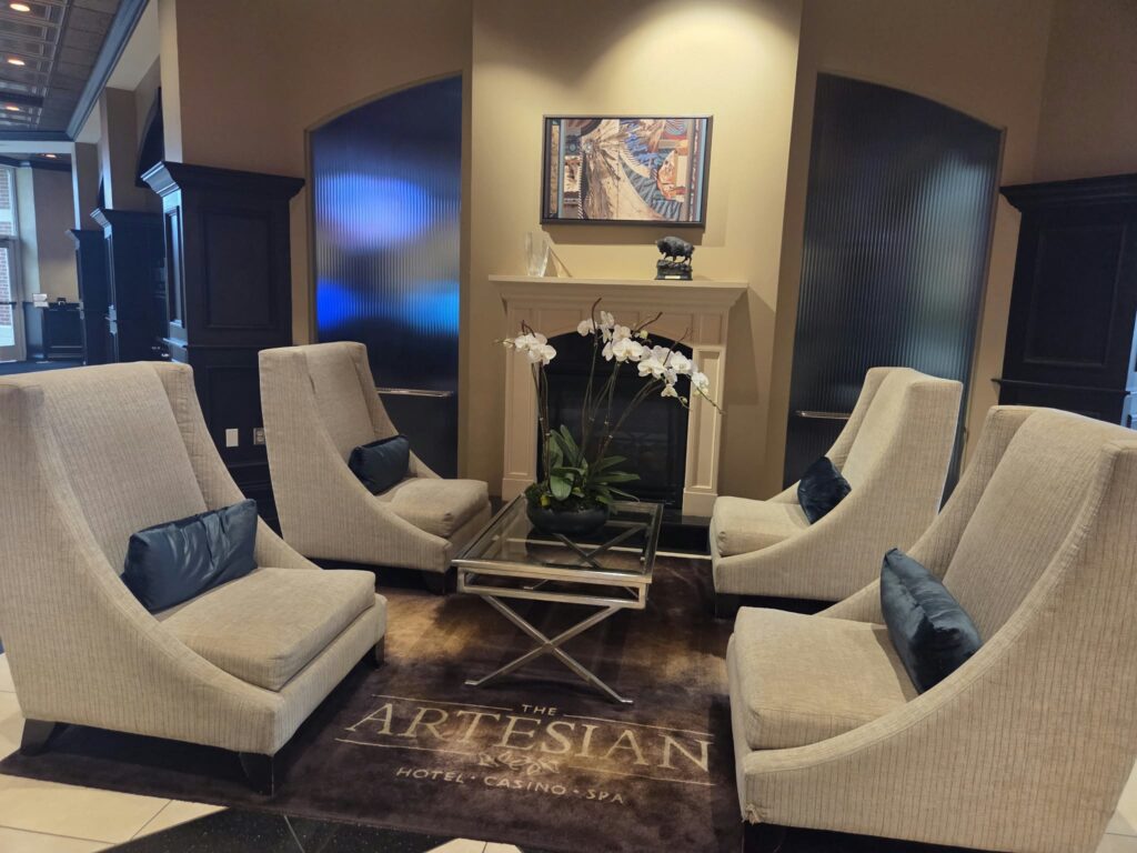 One section of the lobby in The Artesian Hotel