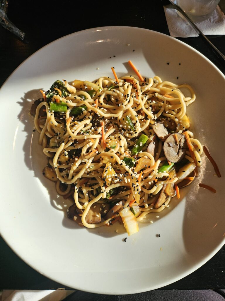 Dinner Udon Noodles at Springs during our Getaway & Retreat in Sulphur