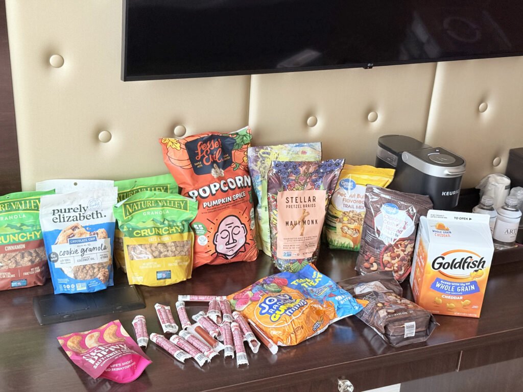 Snacks for the team during our Getaway & Retreat in Sulphur